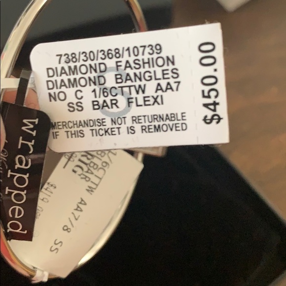 Wrapped Diamond Bar Bangle in Sterling Silver NWT - Picture 5 of 7